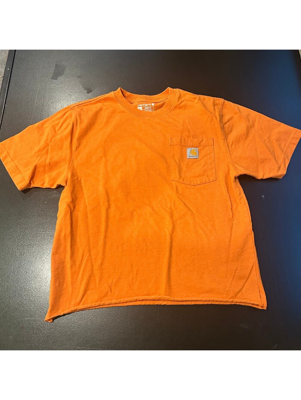 Vintage Carhartt Men's Loose Fit Orange Pocket T-Shirt Size S